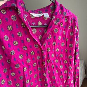 Vintage Hot Pink/Purple Patterned Flowy Blouse